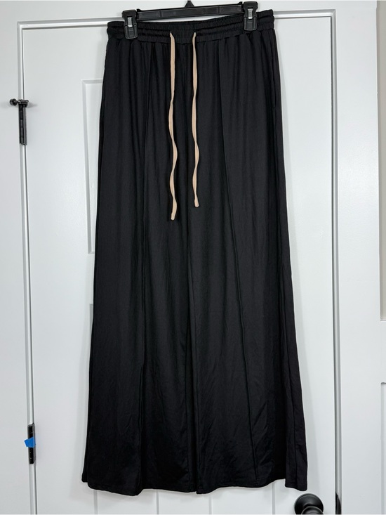 Cider Pants - Cider Palazzo Pants Wide Leg Ribbed Pull On Black Womens Large